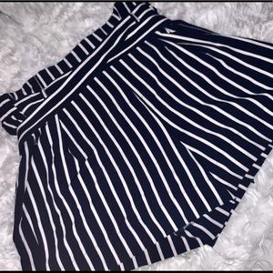 Dark Blue & White Striped Shorts